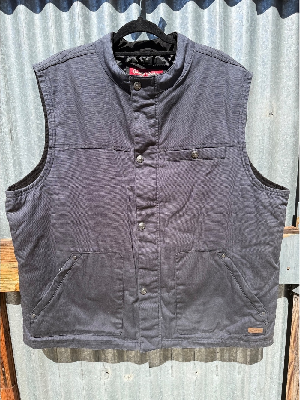 Indian Motorcycle Men's Retro Vest, Charcoal Duck Canvas, Size XXL